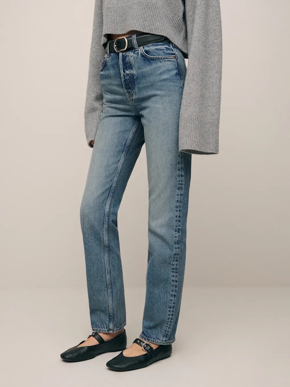 Reformation Cynthia Hugh Rise Straight Leg Jeans - Galway wash
